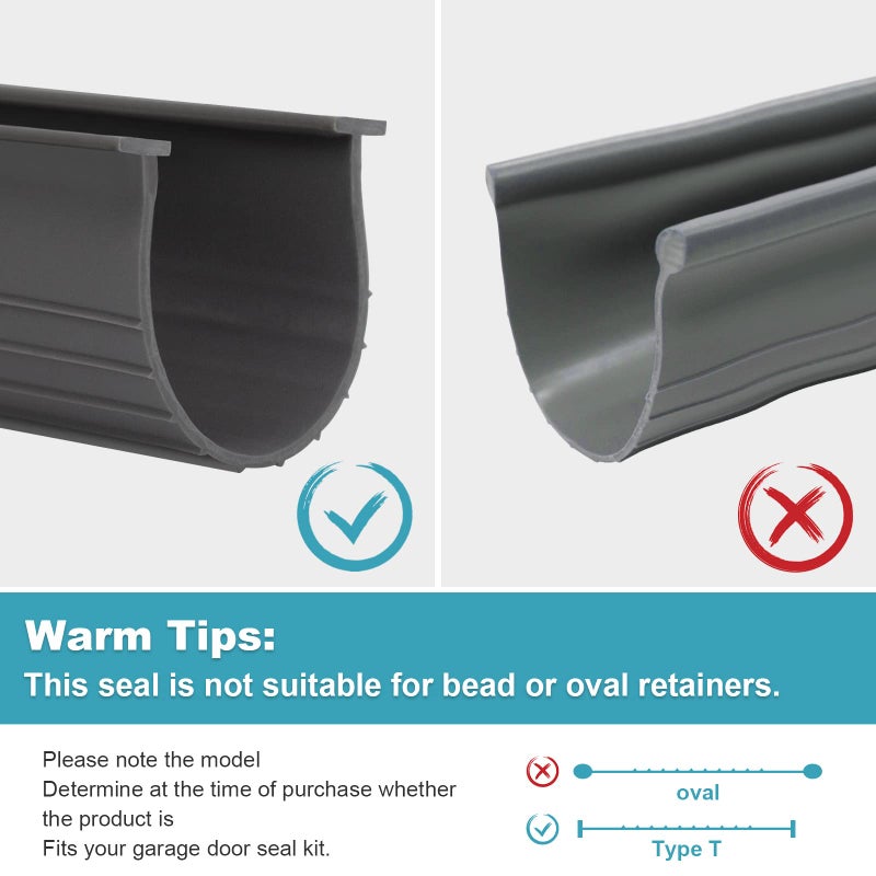 Earthtec 3" Garage Door Bottom Seal Weatherstrip in Grey - 1/4" T Style - All Widths(16' Wide Door) - Image 3